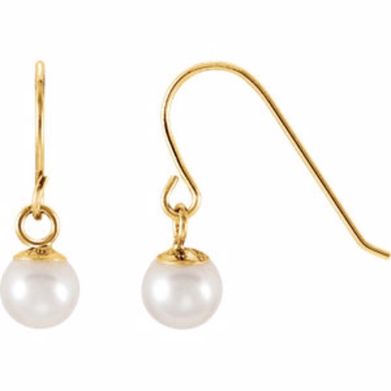 19263:60001:P 14kt Yellow 4mm Pearl Youth Earrings