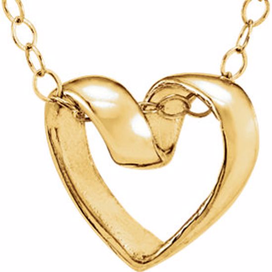 19636:60002:P 14kt Yellow Ribbon Heart 15" Youth Necklace