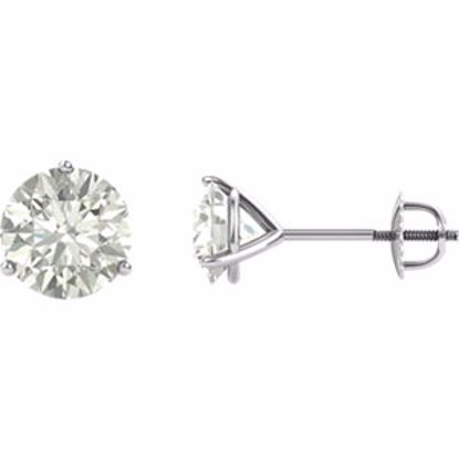 64846:60004:P Charles & Colvard Moissanite® 3-Prong Threaded Post Stud Earrings