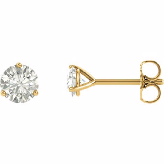 65782:60014:P 14kt Yellow 4.5mm Round Charles & Colvard Moissanite® Earrings 