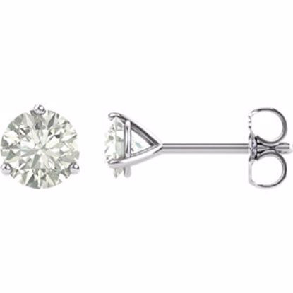 65782:60006:P 14kt White 5mm Round Charles & Colvard Moissanite® Earrings 