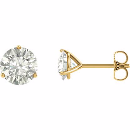 65782:60018:P 14kt Yellow 6mm Round Charles & Colvard Moissanite® Earrings 