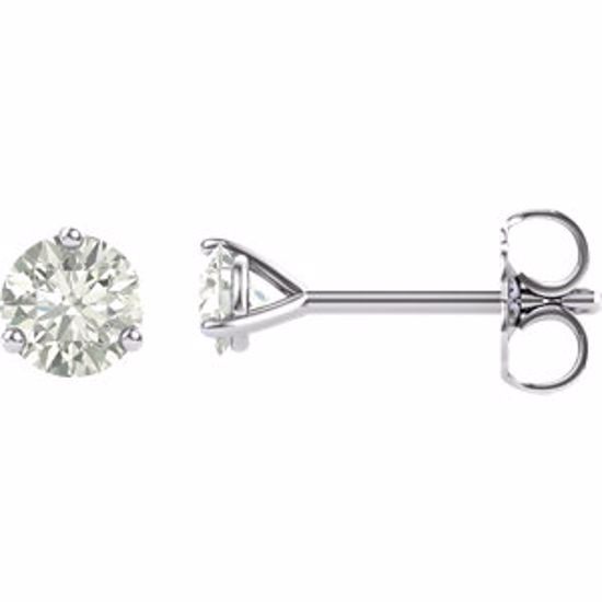 65782:60010:P 14kt White 4mm Round Charles & Colvard Moissanite® Earrings 