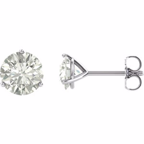 65782:60004:P 14kt White 6.5mm Round Charles & Colvard Moissanite® Earrings 