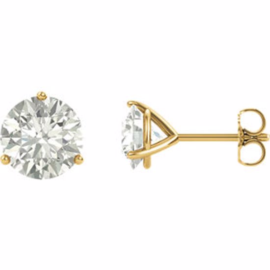 65782:60024:P 14kt Yellow 7.5mm Round Charles & Colvard Moissanite® Earrings 