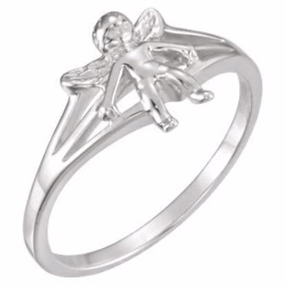 R16610KIT:141139:P Sterling Silver Angel Chastity Ring Size 4 with Packaging