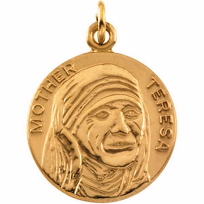 R41736:60001:P 14kt Yellow 18mm Round Blessed Mother Teresa Medal