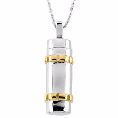 R41685:60001:P Sterling Silver 14kt Yellow Gold Plated Cylinder Ash Holder 18" Necklace