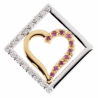 R41725:60001:P 14kt Yellow & White Pink Sapphire & Diamond Purposeful Heart&trade; Pendant