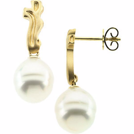 64801:100200:P 18kt Yellow South Sea Cultured Pearl Earrings