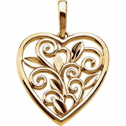 83652:304216:P Scroll & Leaf Design Filigree Heart Pendant