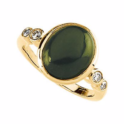 65974:60001:P Nephrite Jade & Diamond Accented Ring