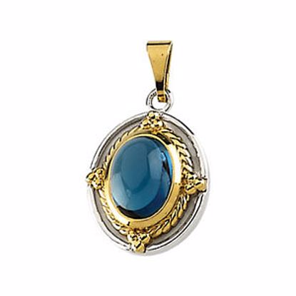 65981:60001:P Genuine London Blue Topaz Cabochon Pendant