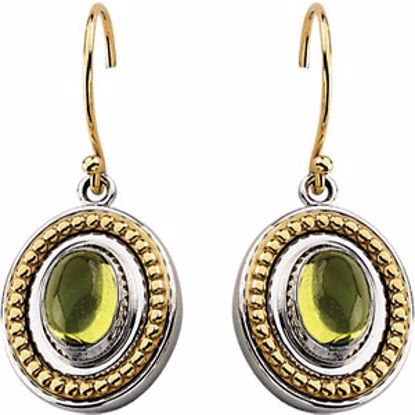 65982:60001:P Sterling Silver & 14kt Yellow Peridot Earrings