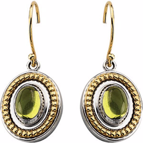 65982:60001:P Sterling Silver & 14kt Yellow Peridot Earrings