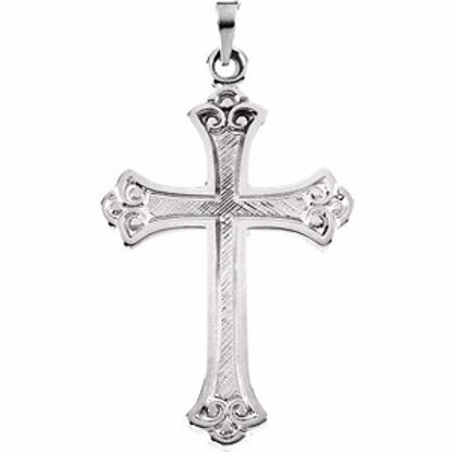 R16111:1007:P 14kt White 33x22mm Fancy Cross Pendant