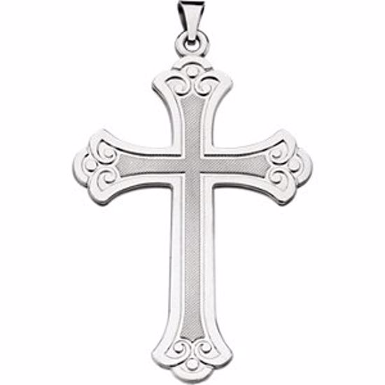 R16111:1009:P 14KW 46x31mm Fancy Cross Pendant