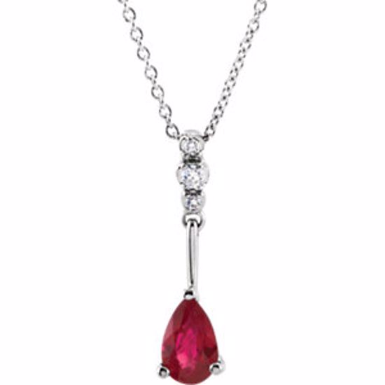 65695:60002:P 14kt White .04 CTW Diamond & Ruby 18" Necklace