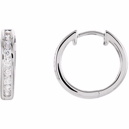 66126:60001:P Sterling Silver Cubic Zirconia Hinged Hoop Earrings