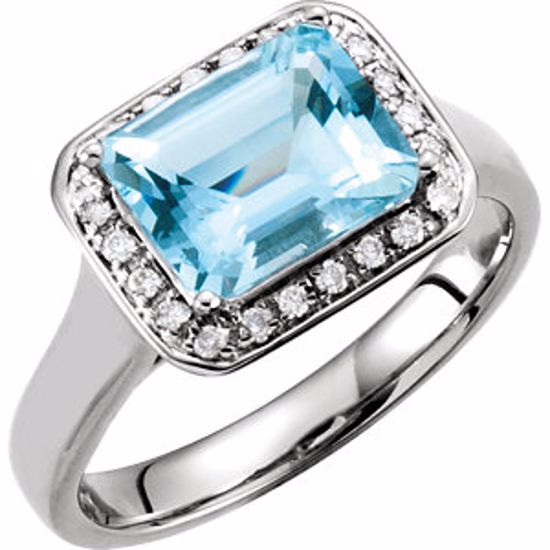 65968:60002:P 14kt White 1/8 CTW Diamond & 9x7mm Aquamarine Ring 