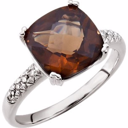 65943:60002:P 14kt White .08 CTW Diamond & 10x10mm Smoky Quartz Ring