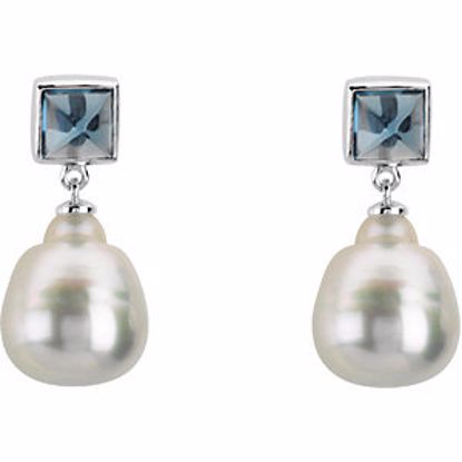 66085:60004:P Square London Blue Topaz Dangle Earrings