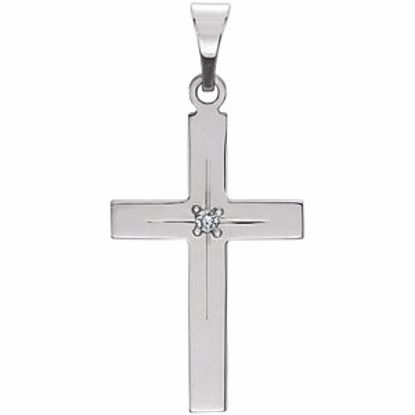 R16219:104068:P 14kt White 18x12mm Diamond Cross Pendant