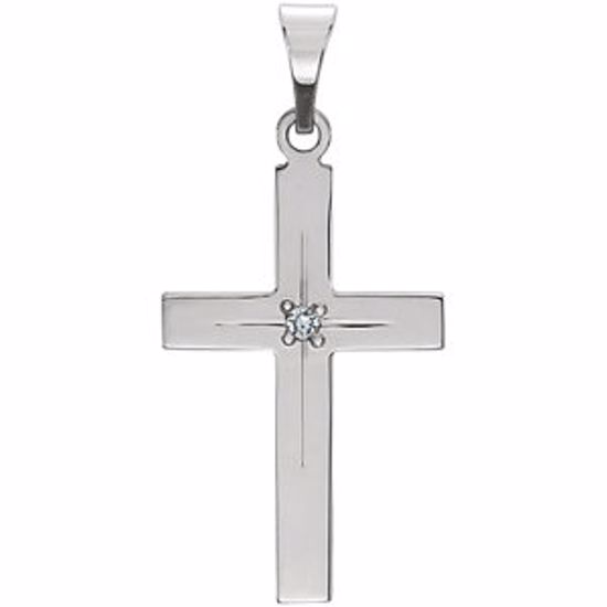 R16219:104068:P 14kt White 18x12mm Diamond Cross Pendant