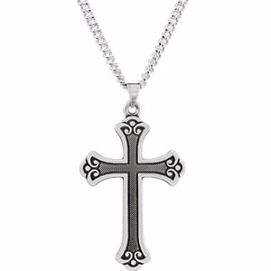 R16111KIT:105080:P Sterling Silver 33x22mm Fancy Cross Pendant