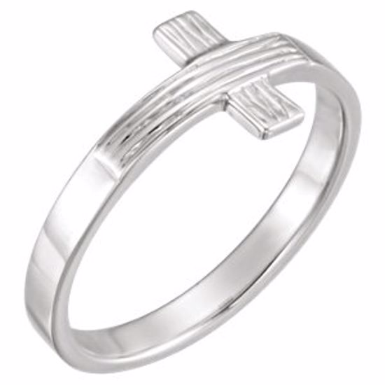 R16614KIT:141175:P Sterling Silver The Rugged Cross® Chastity Ring with Packaging Size 5