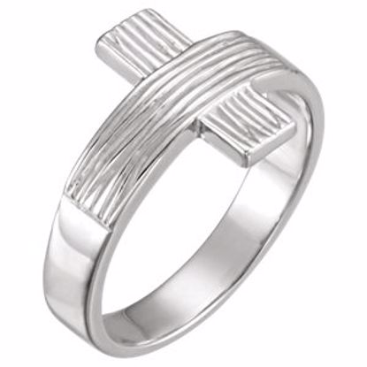 R16614KIT:143762:P Sterling Silver The Rugged Cross® Chastity Ring with Packaging Size 11