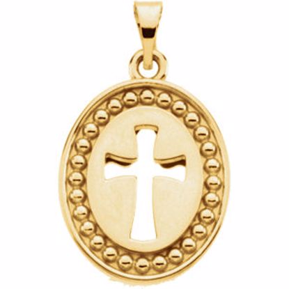 R45064:100001:P 14kt Yellow 16x13.5mm Beyond the Cross™ Reversible Cross & Dove Pendant 