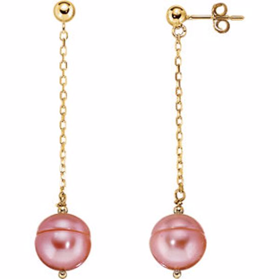 66289:60001:P 14kt Yellow Freshwater Cultured Pink Pearl Earrings