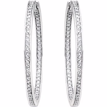 22073:253604:P 14kt White 24mm 3/8 CTW Diamond Inside/Outside Hoop Earrings