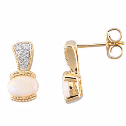 66324:60001:P 14kt Yellow Opal & .07 CTW Diamond Earrings