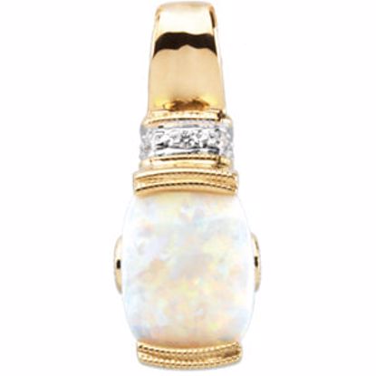 66344:60001:P 14kt Yellow Opal, Pink Tourmaline & .025 CTW Diamond Pendant