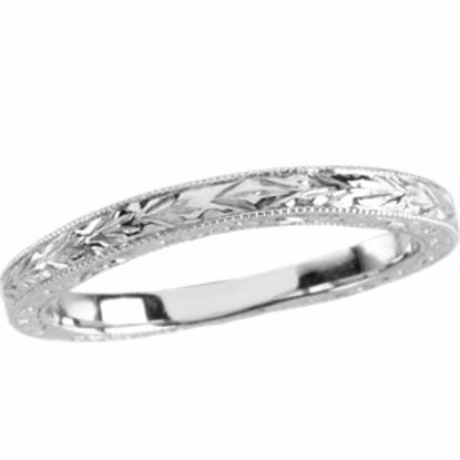 121507:60002:P 14kt White Hand Engraved Band Size 6