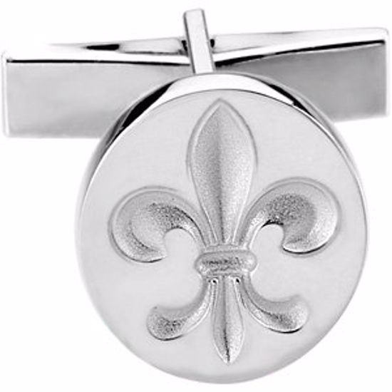 84126:306102:P Sterling Silver Fleur De Lis Cuff Link