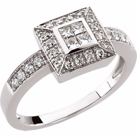 61505:60002:P 14kt White 1/2 CTW Diamond Ring Size 6