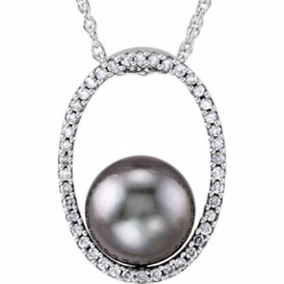 69055:64914:P 14kt White Tahitian Cultured Pearl and 1/3 CTW Diamond 18" Necklace