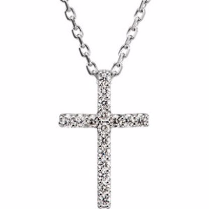 R42147D:60001:P Platinum .085 CTW Diamond Cross 16" Necklace