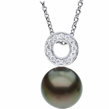 66183:600010:P 14kt White 1/8 CTW Diamond & 10mm Tahitian Pearl Necklace