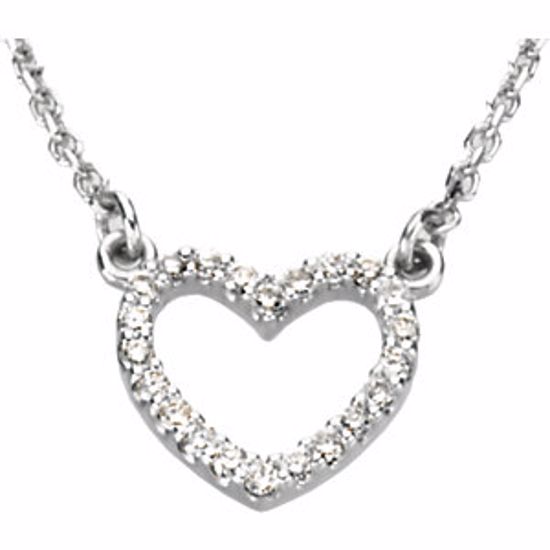 66415:100001:P 14kt White 1/8 CTW Diamond Petite Heart 16" Necklace