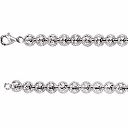 CH874:60001:P Sterling Silver 8mm Hollow Bead 8" Chain