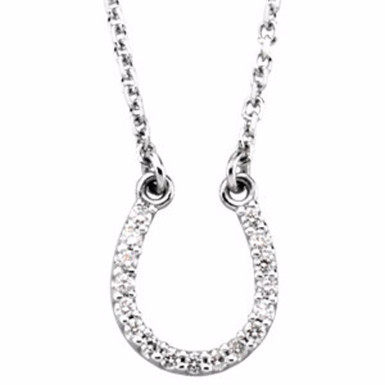 66412:100001:P 14kt White .08 CTW Diamond Horseshoe 16" Necklace