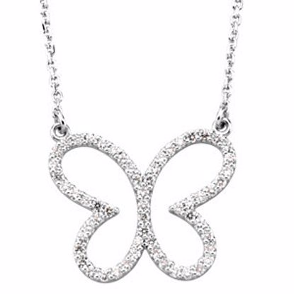 66437:100001:P 14kt White 1/3 CTW Diamond Butterly 16" Necklace