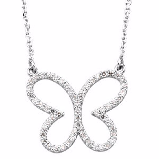 66437:100001:P 14kt White 1/3 CTW Diamond Butterly 16" Necklace