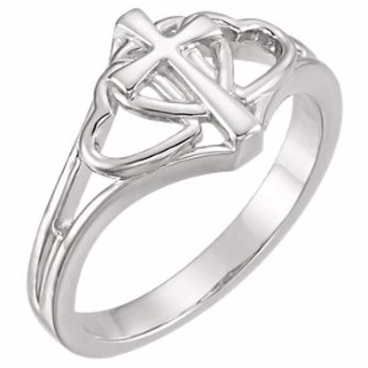 R43009:100015:P 14kt White Covenant Hearts&trade; Ring Size 6