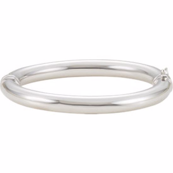 BRC383:60001:P Sterling Silver 8mm Hinged Bangle 7" Bracelet