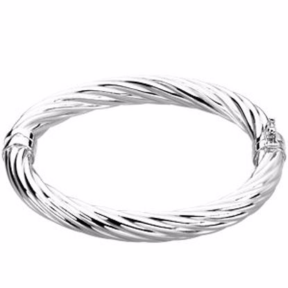 BRC384:60001:P Sterling Silver Hinged Bangle 7" Bracelet